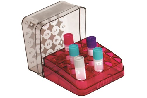 5X5 ARRAY BOX HINGED LID RUBBY RED